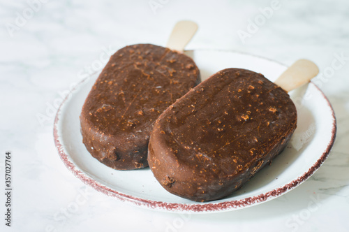 ice cream in chocolate glaze photo