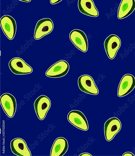 seamless watercolor avocado patten illustration.