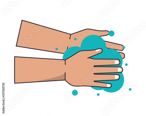 hands human washing with foam