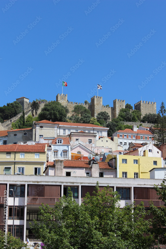 Views of Lisbon (Portugal) with the castle in the background 