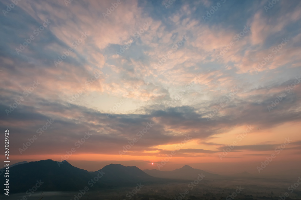 Obraz premium Landscape lot of fog Phu Thok Mountain at Chiang Khan ,Loei Province in Thailand.