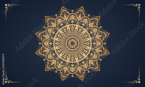 Luxury mandala background with golden arabesque pattern Arabic Islamic east style. Decorative mandala for print, poster, cover, brochure, flyer, banner.