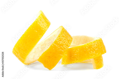 Lemon fruit, lemon peel on a white background, isolated.