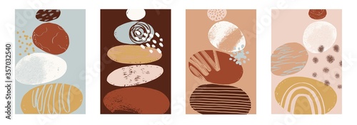 Abstract illustration with balanced pebbles. Balanced pebbles with different textures