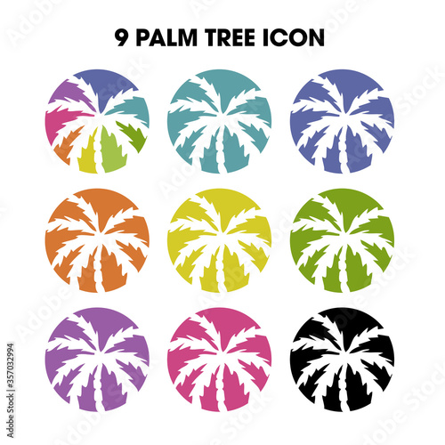 Palm Tree Icon Illustration Logo Design in several Colors.