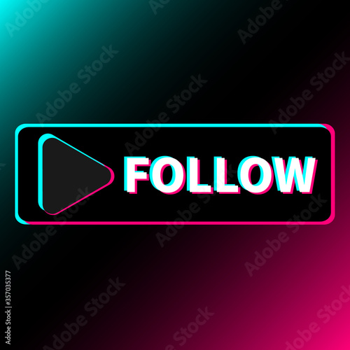 New button design. Button to follow. Blog in the colors of a popular social network. User interface, ui. Social media concept. Vector illustration