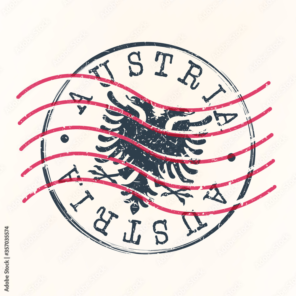 Austria Stamp Postal. Eagle Silhouette Seal. Passport Round Design. Vector Icon. Design Retro Travel. - obrazy, fototapety, plakaty 