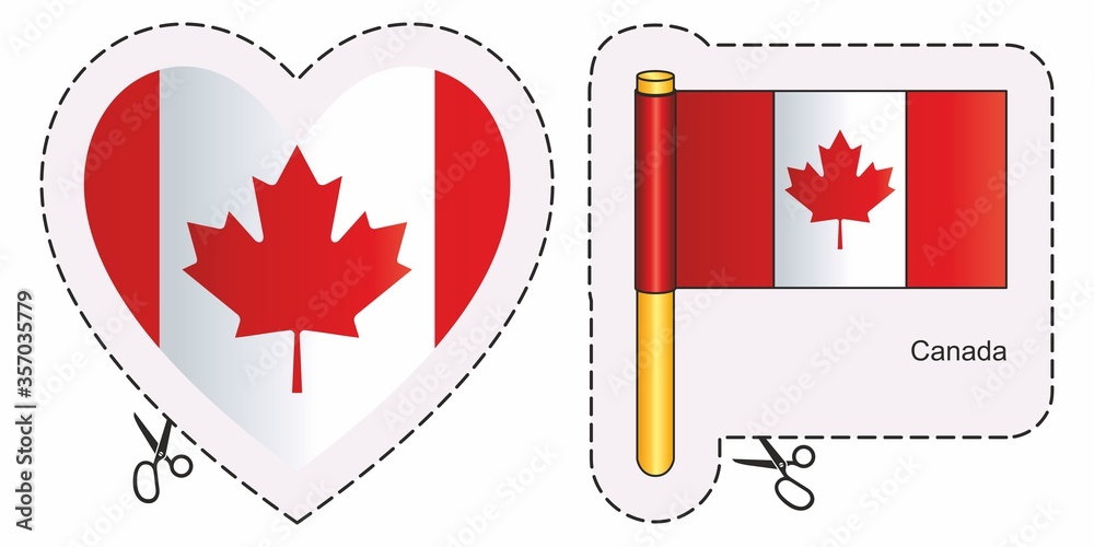 Flag Canada. Vector cut sign here, isolated on white. Can be used for design, stickers, souvenirs. Flag Canada. Vector cut sign here, isolated on white. Can be used for design, stickers, souvenirs.