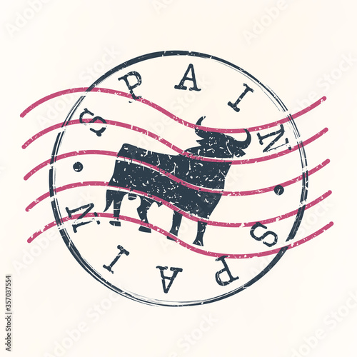 Spain Stamp Postal. Silhouette Seal. Passport Round Design. Vector Icon. Design Retro Travel.