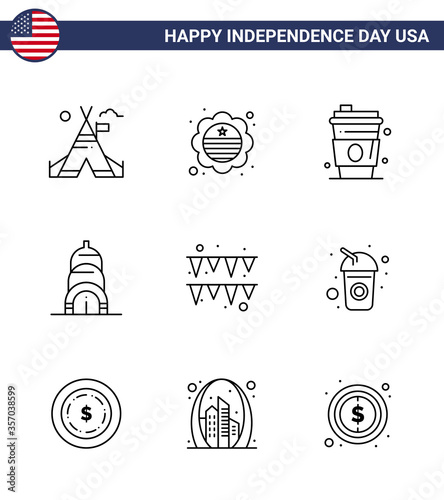 9 Line Signs for USA Independence Day paper; festival; alcohol; usa; chrysler photo