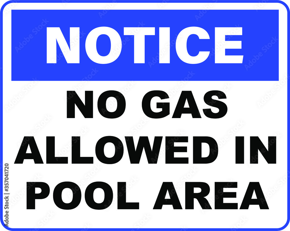 No gas allowed in pool area sign