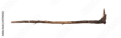 Fotografie ancient shepherd wooden stick isolated on white background