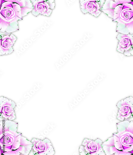 Frame decorated with beautiful flowers, frame for invitations, wedding invitations, birthday.Invitation form for a wedding, anniversary