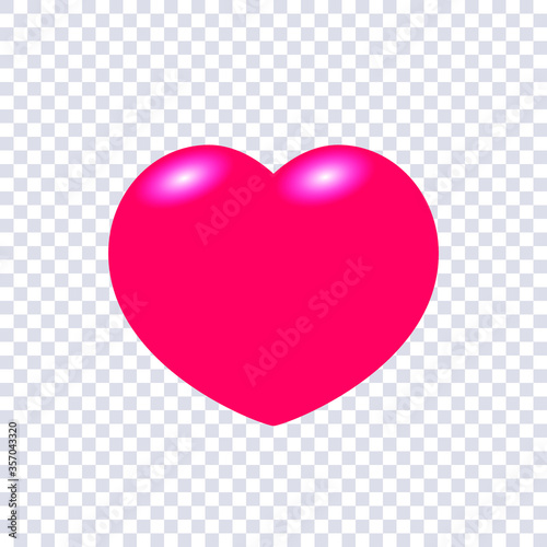 3D red heart isolated on transparent background.Happy Valentine's day greeting template.Vector illustration.