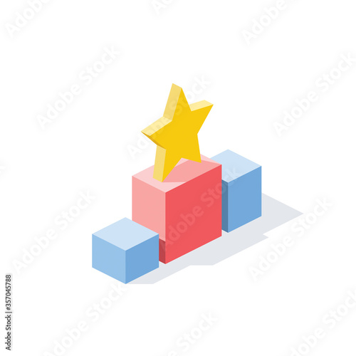 Ranking star. Vector 3d isometric, color web icon, new flat style. Creative illustration design, isolated graphic idea for infographics.