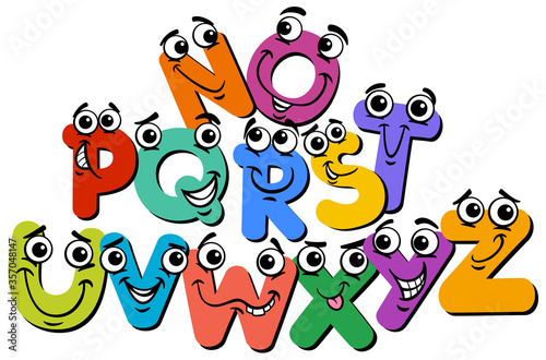 happy alphabet letter characters cartoon illustration