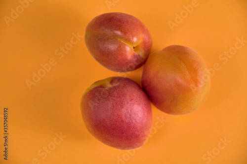 Fresh juicy apricots in a transparent glass plate. Macro.