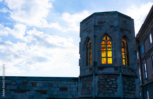 Canvas Print Tower of the Hungarian castle with leaded panes in windows