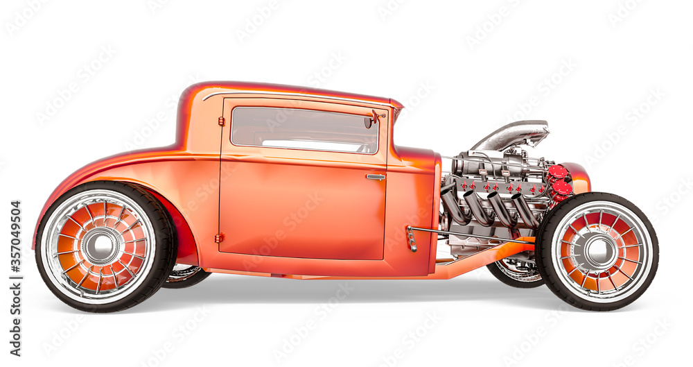 hotrod with no brand in white background side view