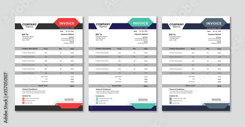 Invoice Template Design With 3 Colors