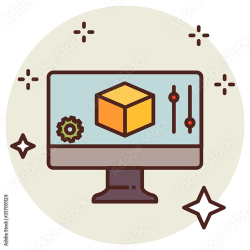 Cad program and configuration vector colorful  icon design 