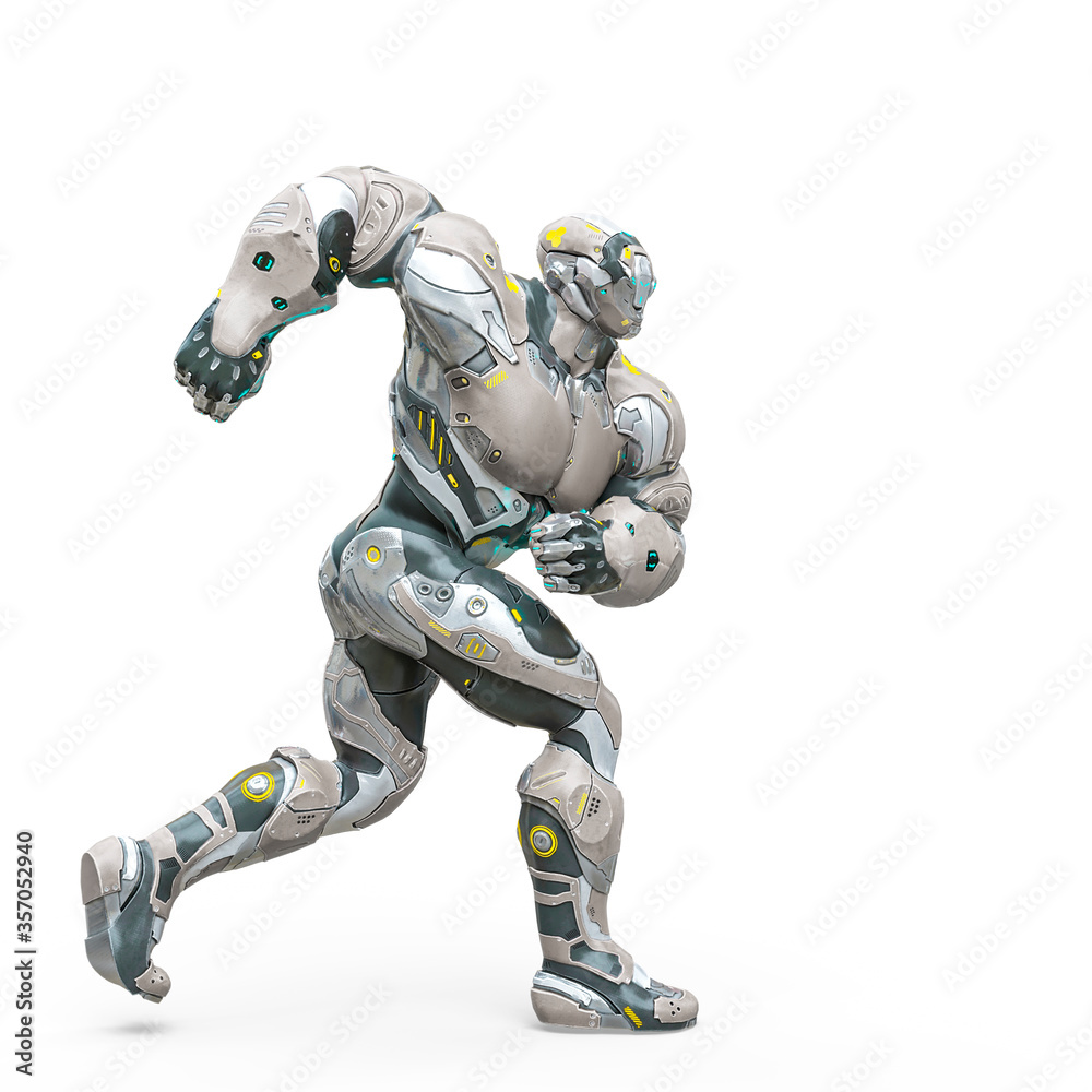 futuristic astronaut is walking in white background futuristic astronaut is walking in white background