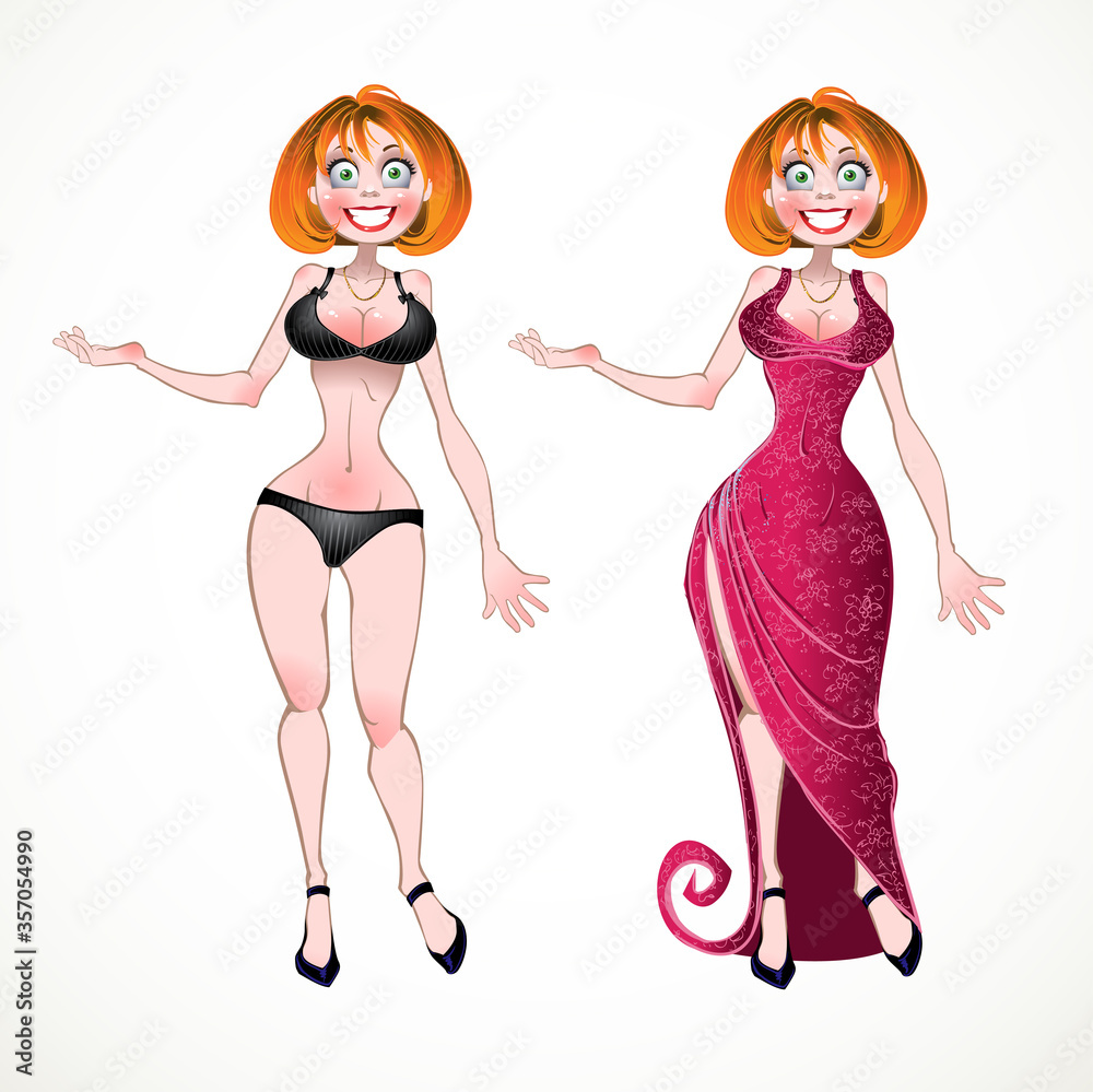 Pretty nude woman and in pink evening dress Pretty nude woman and in pink evening dress