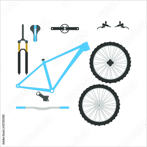 mountain bike parts. illustration for web and mobile design.