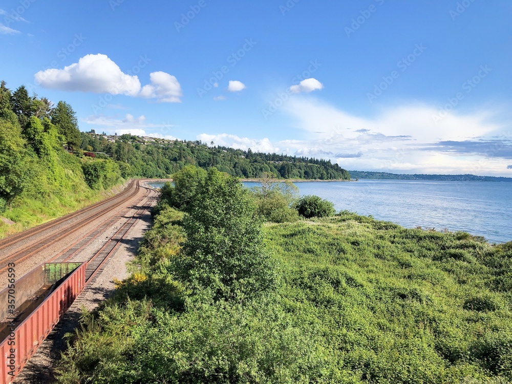 Water, Sea, Sky, Train, Green Water, Sea, Sky, Train, Green