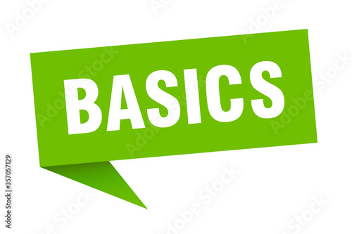 basics banner. basics speech bubble. basics sign