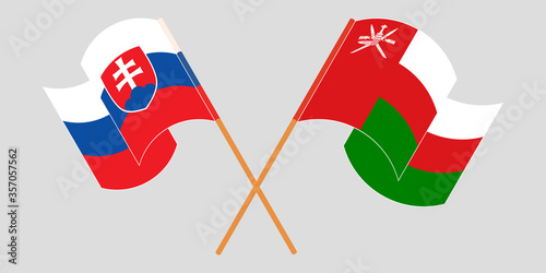 Canvas Print Crossed and waving flags of Oman and Slovakia