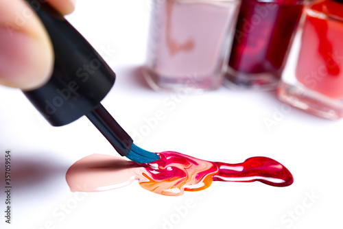 Spilled nail polish. Dripping nail polish. capsized nail polish. mixing nail polish.