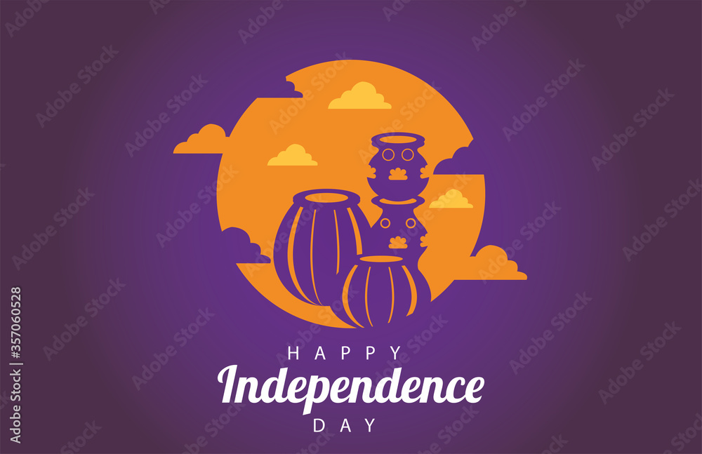 india happy independence day celebration card with lamps and pots