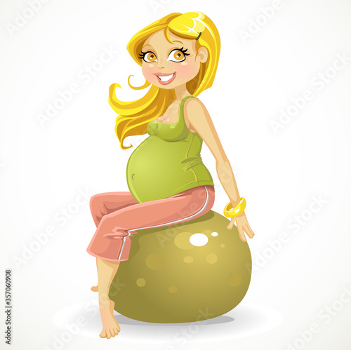 pregnant woman at gym ball