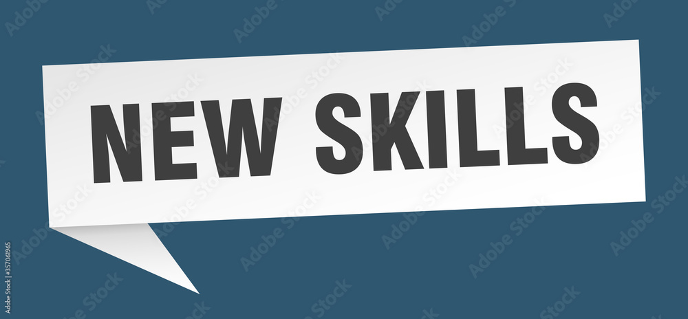 new skills banner. new skills speech bubble. new skills sign