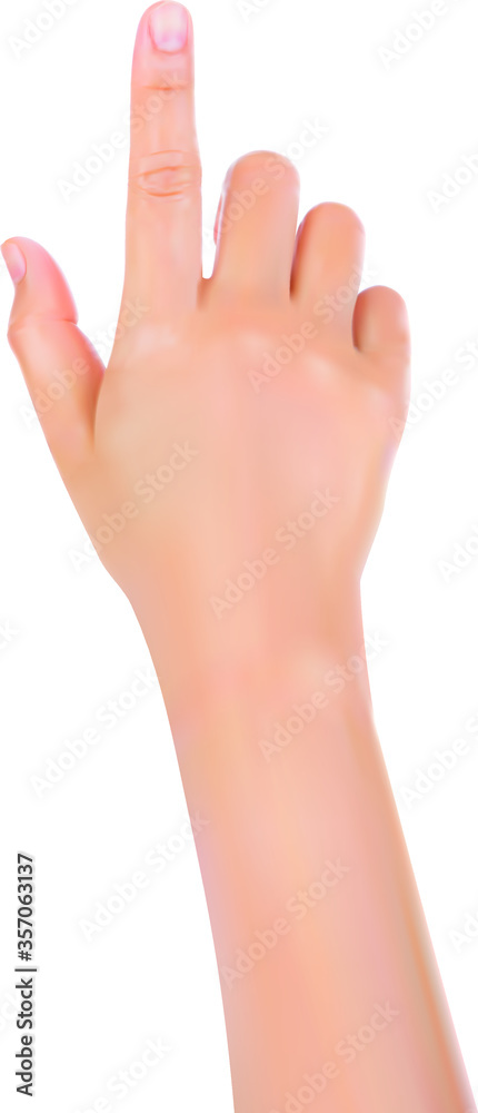 Woman pointing at something on white background. Realistic vector. Woman pointing at something on white background. Realistic vector.