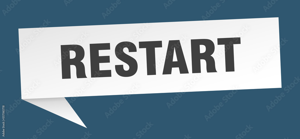 restart banner. restart speech bubble. restart sign