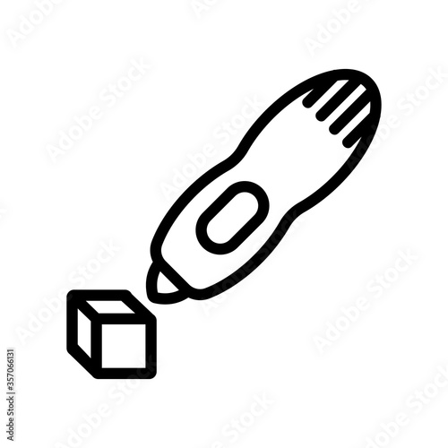 3d pen construction square icon vector. 3d pen construction square sign. isolated contour symbol illustration