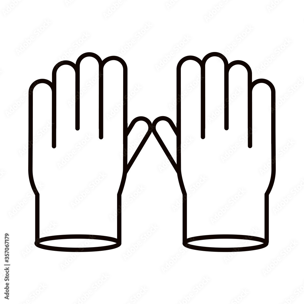 Obraz premium covid 19 coronavirus prevention, wear glove protection, spread outbreak pandemic line style icon