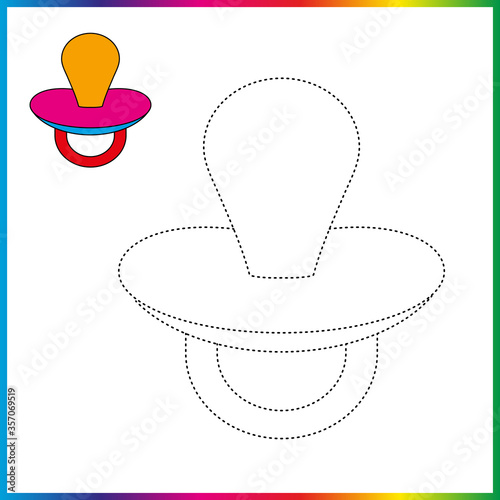  connect the dots and coloring page. Worksheet - game for kids. Restore dashed line - trace game for children. puzzle game