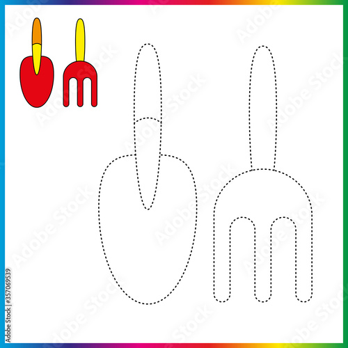  connect the dots and coloring page. Worksheet - game for kids. Restore dashed line - trace game for children. puzzle game