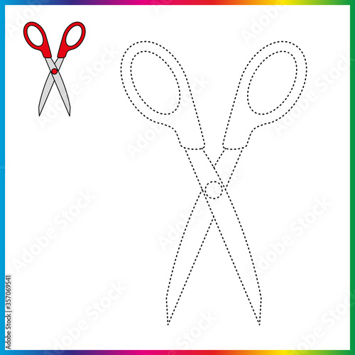  connect the dots and coloring page. Worksheet - game for kids. Restore dashed line - trace game for children. puzzle game