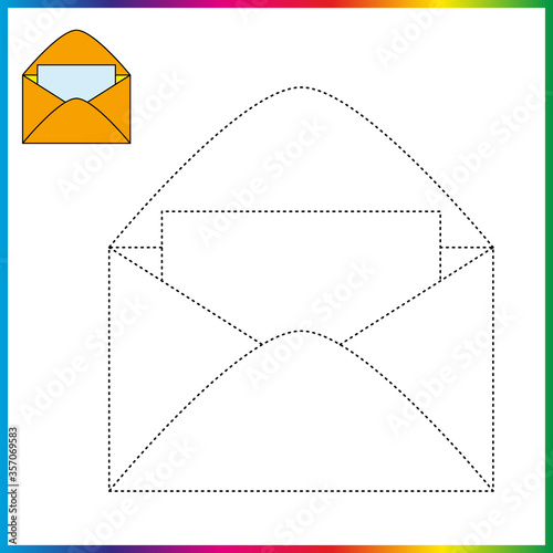  connect the dots and coloring page. Worksheet - game for kids. Restore dashed line - trace game for children. puzzle game
