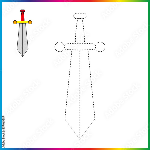  connect the dots and coloring page. Worksheet - game for kids. Restore dashed line - trace game for children. puzzle game