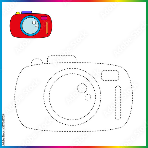  connect the dots and coloring page. Worksheet - game for kids. Restore dashed line - trace game for children. puzzle game
