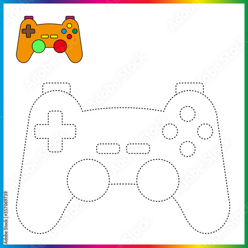  connect the dots and coloring page. Worksheet - game for kids. Restore dashed line - trace game for children. puzzle game