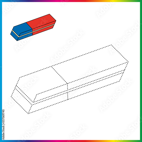  connect the dots and coloring page. Worksheet - game for kids. Restore dashed line - trace game for children. puzzle game