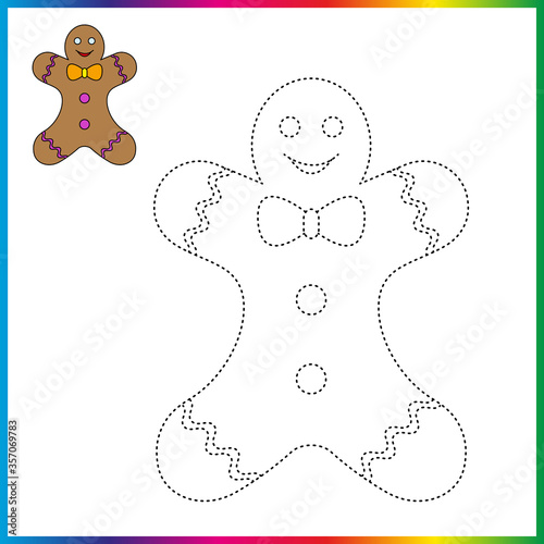  connect the dots and coloring page. Worksheet - game for kids. Restore dashed line - trace game for children. puzzle game