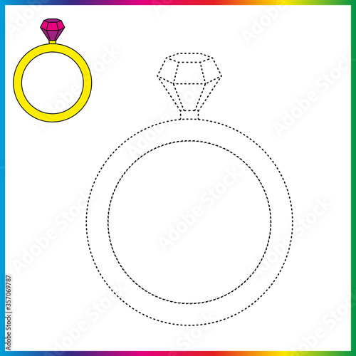  connect the dots and coloring page. Worksheet - game for kids. Restore dashed line - trace game for children. puzzle game