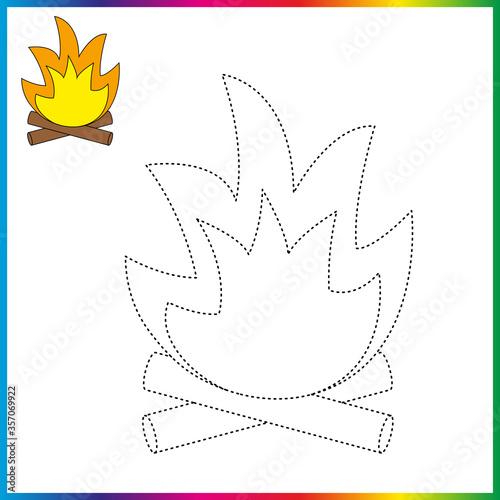  connect the dots and coloring page. Worksheet - game for kids. Restore dashed line - trace game for children. puzzle game